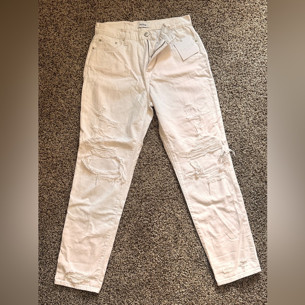 Pistola White Presley High Rise Relaxed Roller Jeans